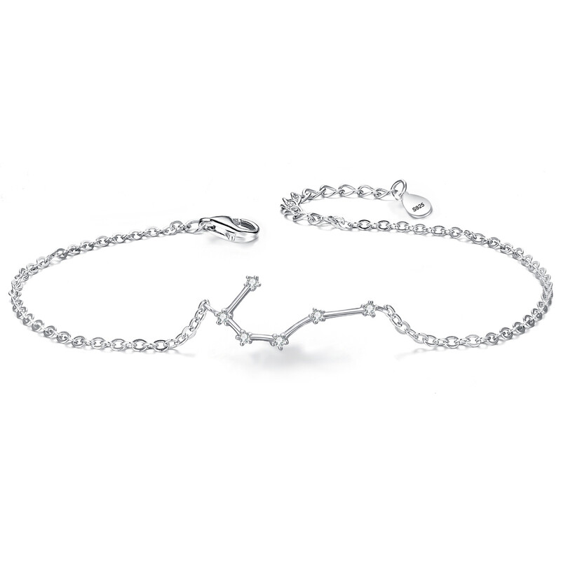 Cubic Zirconia Cancer Zodiac Horoscope Astrology Link Bracelet