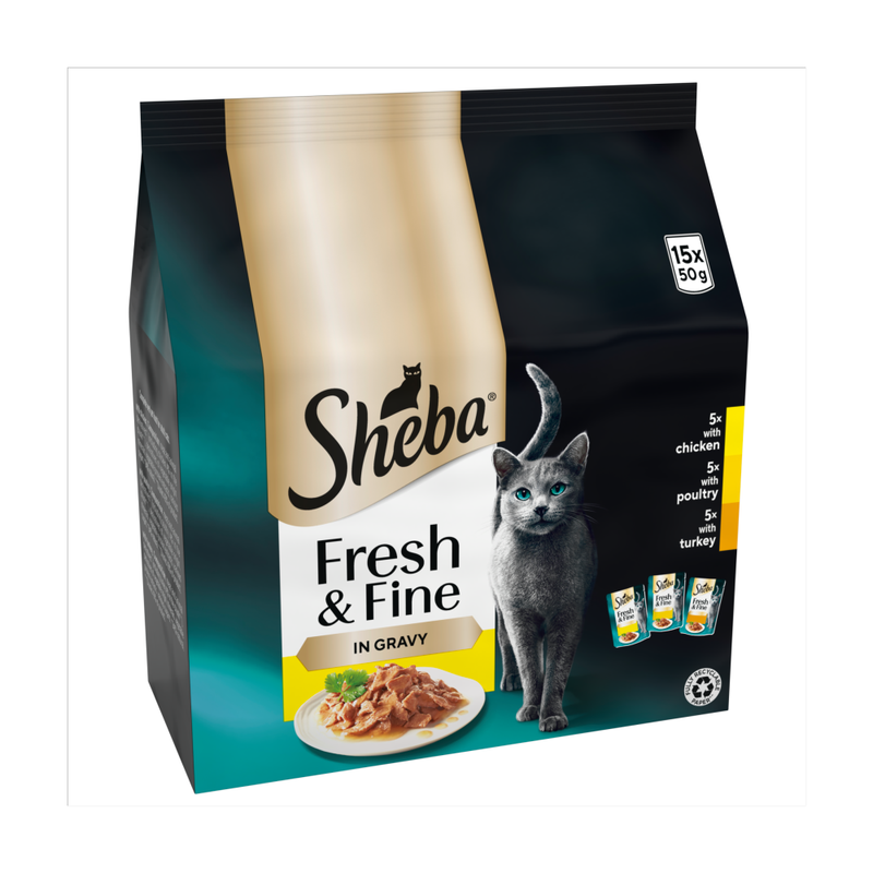 Fresh & Fine Adult Wet Cat Food Poultry In Gravy 15 x 50g Pouches