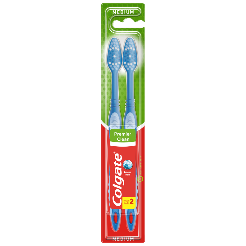 Colgate Premier Clean Medium Toothbrush 2 Pack