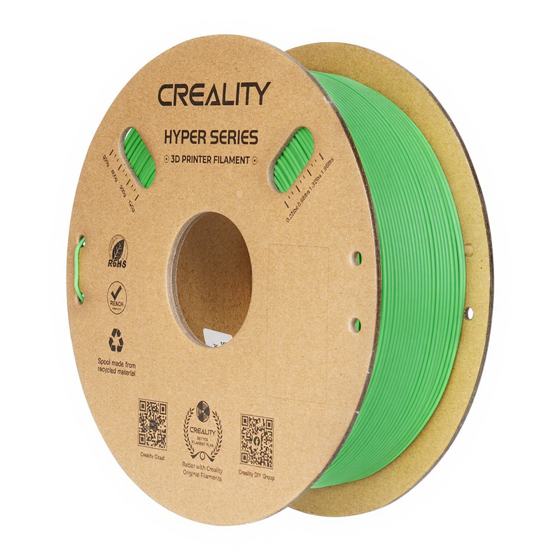 Creality Hyper PLA Groen 1 kg, Hoge snelheid 30-600 mm/s, Dimensie nauwkeurigheid +/-0,02 mm, Compatibel met de meeste FDM 3D-printers, 1 kg (2,2 lbs) spoel