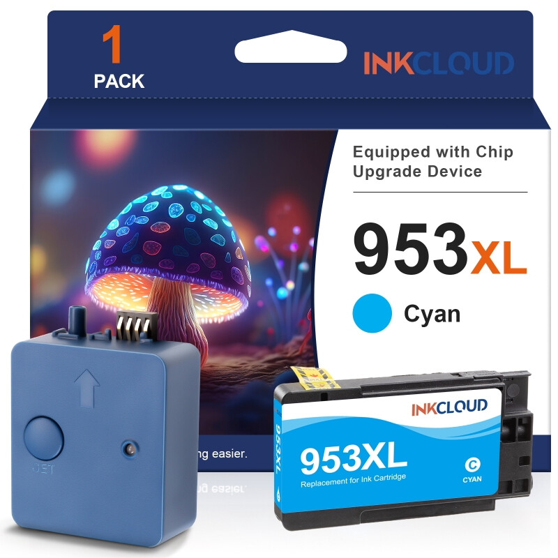 INKCLOUD 953XL Compatibele Inktcartridges voor HP 953 met geavanceerd chipsysteem voor Officejet Pro 7720、7730、7740、8210、8218、8710、8715、8718、8720、8725、8728、8730、8740 1 Cyaan