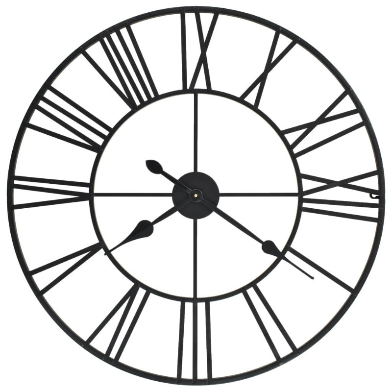 vidaXL Horloge mural style vintage - Métal, 80 cm, Noir