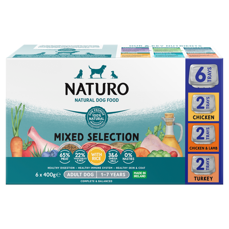 Natural Dog Food Mixed Selection with Rice Adult Dog 1-7 Years 6 x 400g