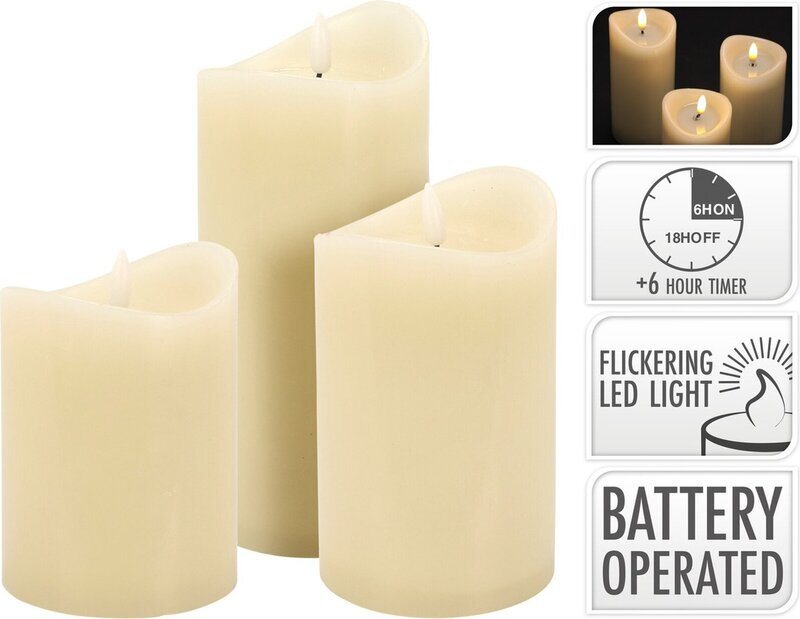 Generic LED Kaarsenset - 3 stuks, ivoor