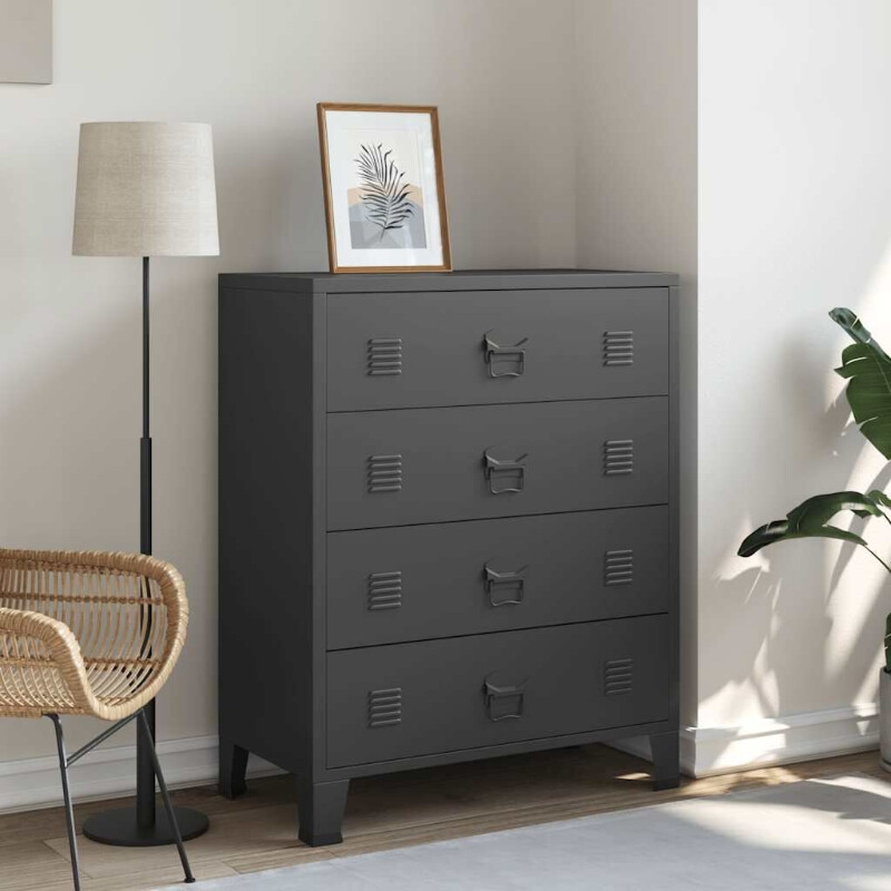 vidaXL Commode style industriel 78x40x93 cm métal noir