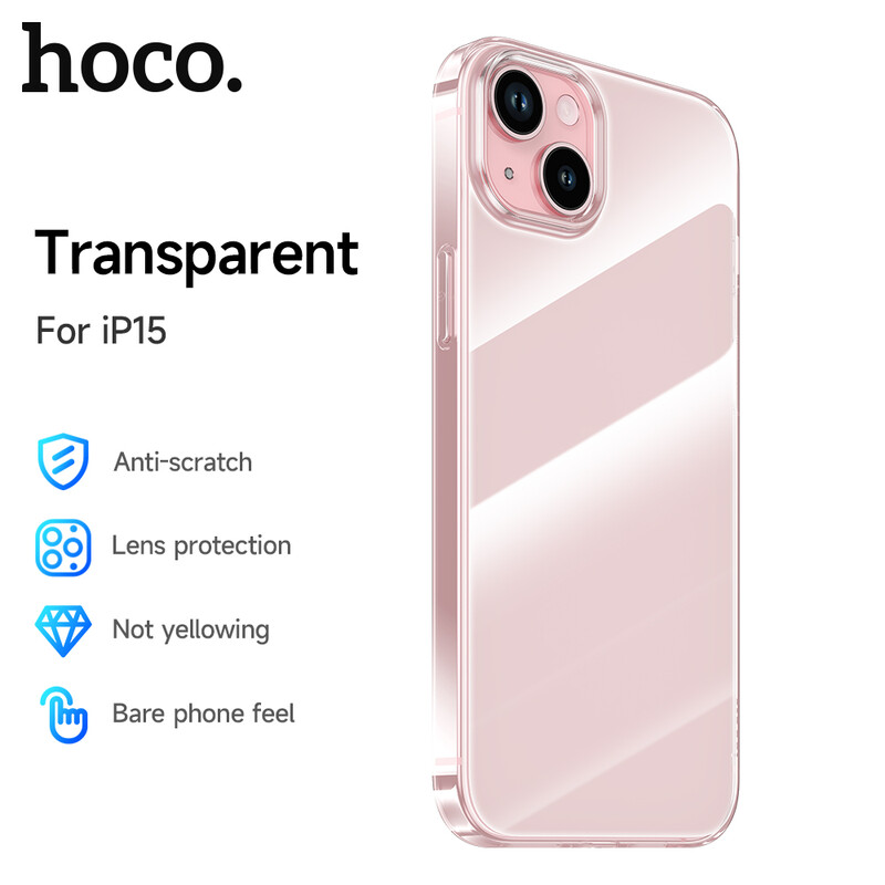 Light Series Transparent TPU Protective Phone Case iPhone 15 Pink