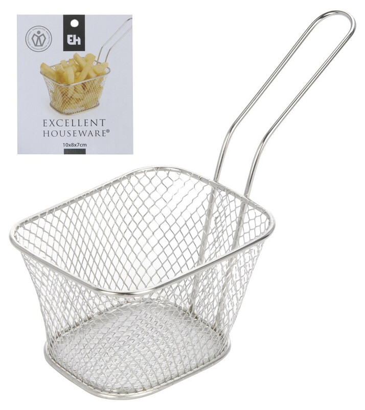 Excellent Houseware Frittierkorb mit Edelstahlgriff Pommes Frites 10 x 8 x 7cm