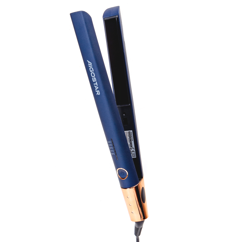 Aigostar Grace GBS-55PVDE - Haarglätter - 55W PTC-Heizung LED-Anzeige VDE-zertifiziert Blau-Gold Grace