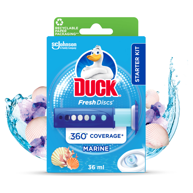 Toilet Fresh Discs Toilet Cleaner Holder & Refill Marine 36ml