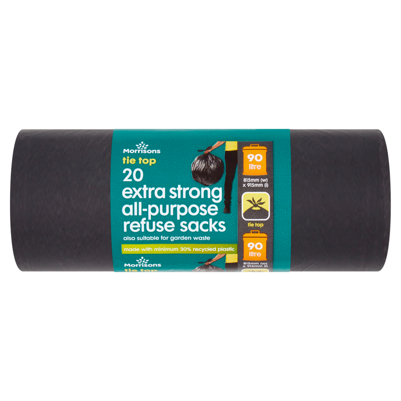 20 Tie Top Extra Strong AllPurpose Refuse Sacks