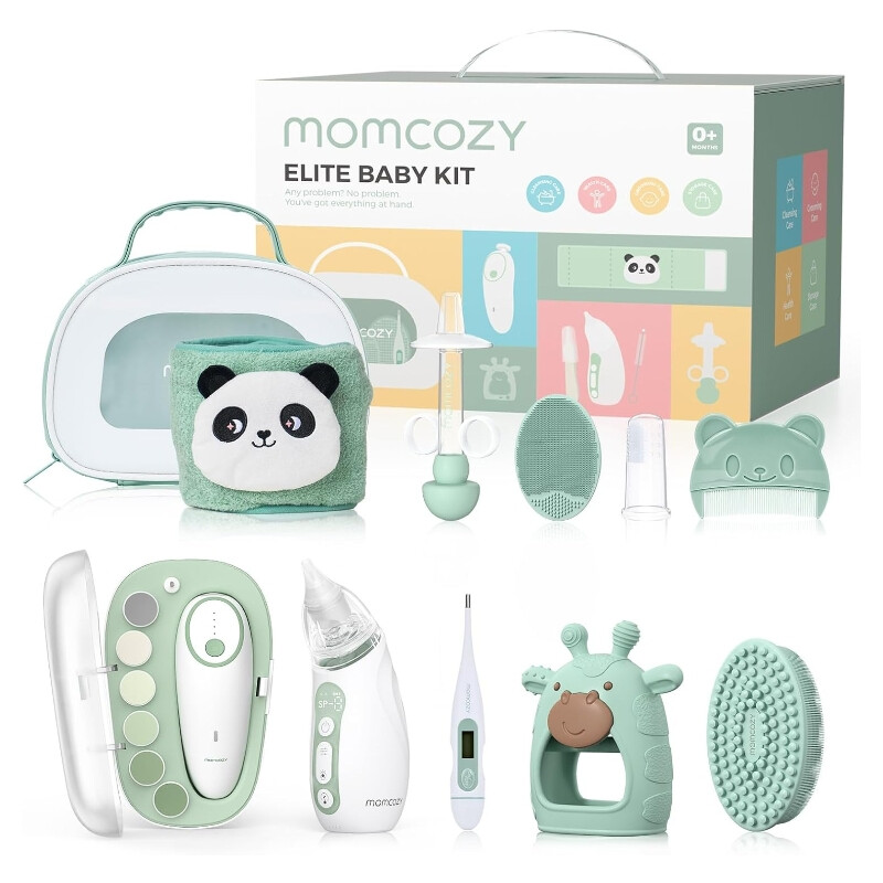 Elite Baby Care Kit with Electric Nail File Nasal Aspirator Heated Wrap Thermometer &