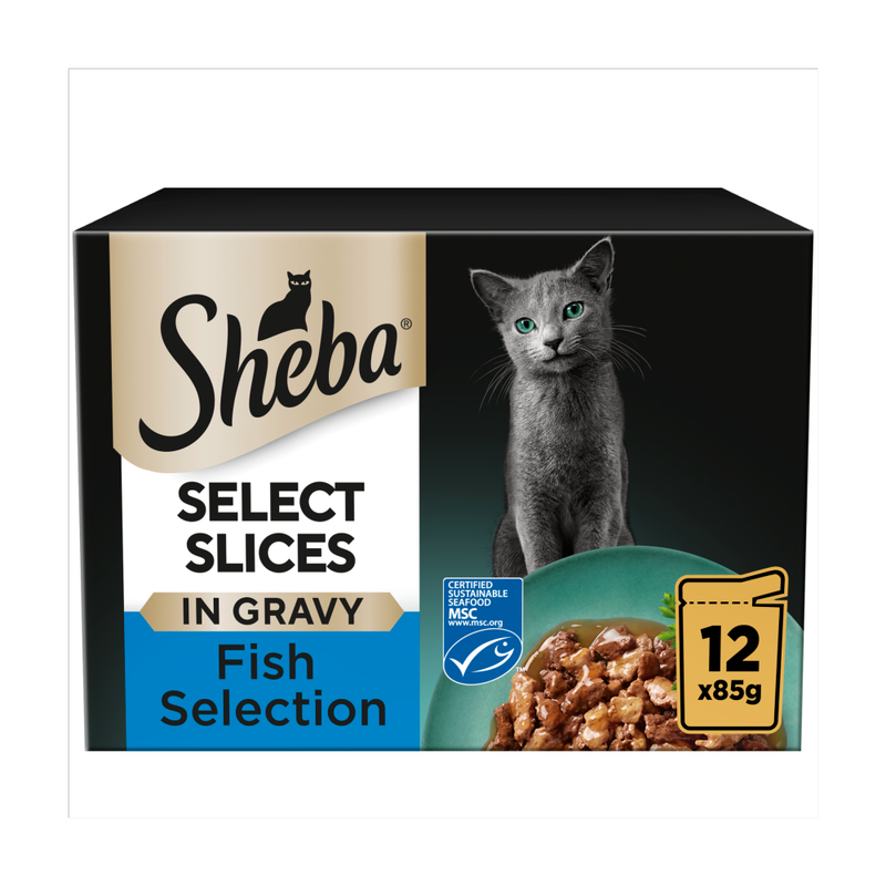Select Slices Adult Cat Food Pouch Fish Selection in Gravy 12 x 85g