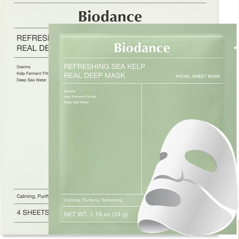 BioDance Zeewier Kalmerende en Verlichtende Diep Masker 34g x 4 stuks Groente