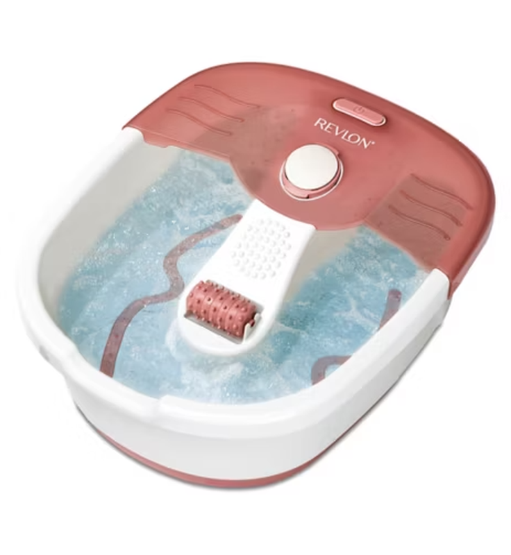 Pediprep Foot Spa – Bubbling Massage, Pedi Tools, Soothing Heat, Foot Spa – White/Pin
