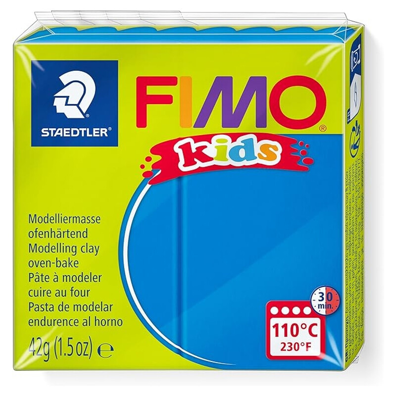 STAEDTLER FIMO Kids Thermoharz-Modelliermasse, Blau, 42 g Block, portioniert