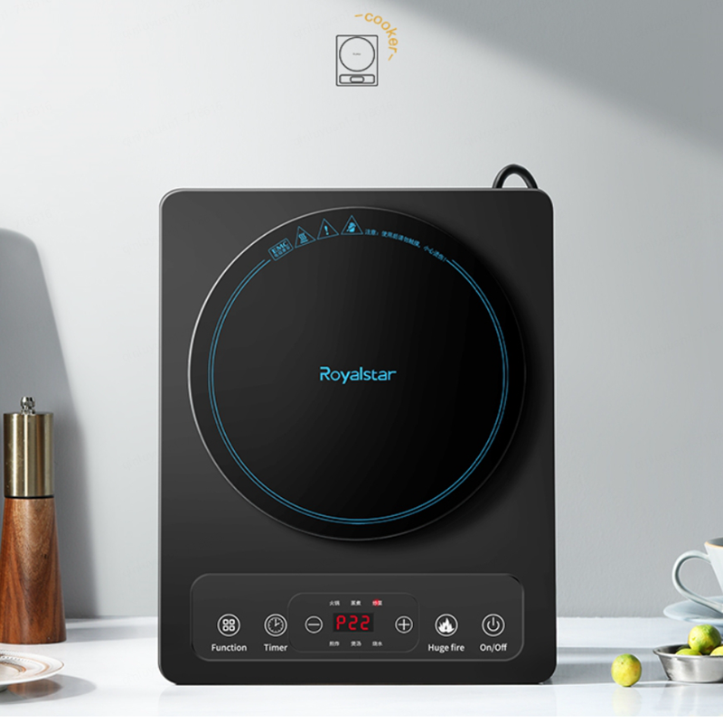 Royalstar Inductiekookplaat 2200W 6 Functies 9 Niveaus van Vuurkracht 8 uur Timer Inductievuur Microkristallijn Paneel Waterdicht