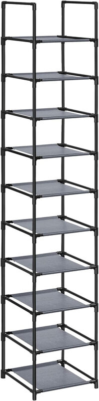 JOYFURNOS 10-stöckiges Schuhregal Schuhaufbewahrung Metallrahmen Vliesstoffablagen für Flur - 33 x 33 x 173 cm