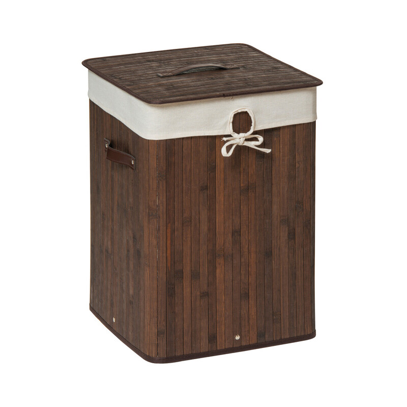 Dark Brown Square Laundry Hamper