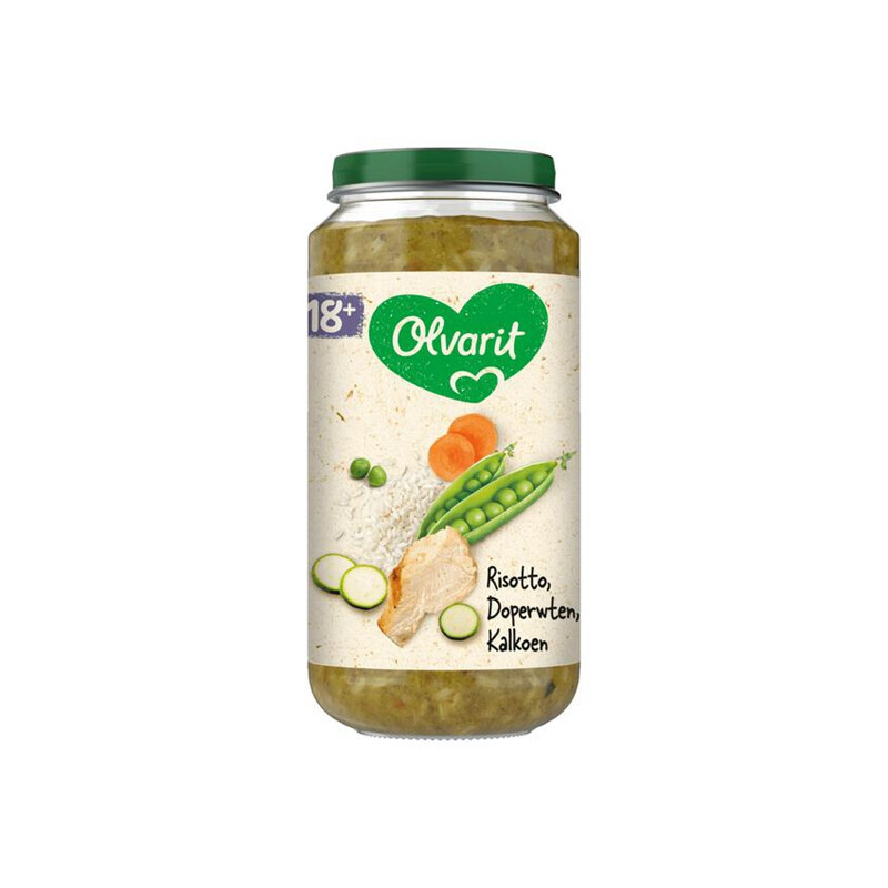 OLVARIT Risotto Erwten Kalkoen Baby Snack 18+ maanden 250 gr