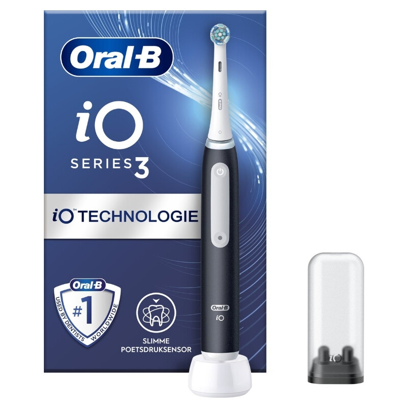 Oral-B Elektrische Zahnbürste iO 3N Schwarz mit intelligentem Drucksensor und 3 Reinigungsmodi für optimale Mundpflege