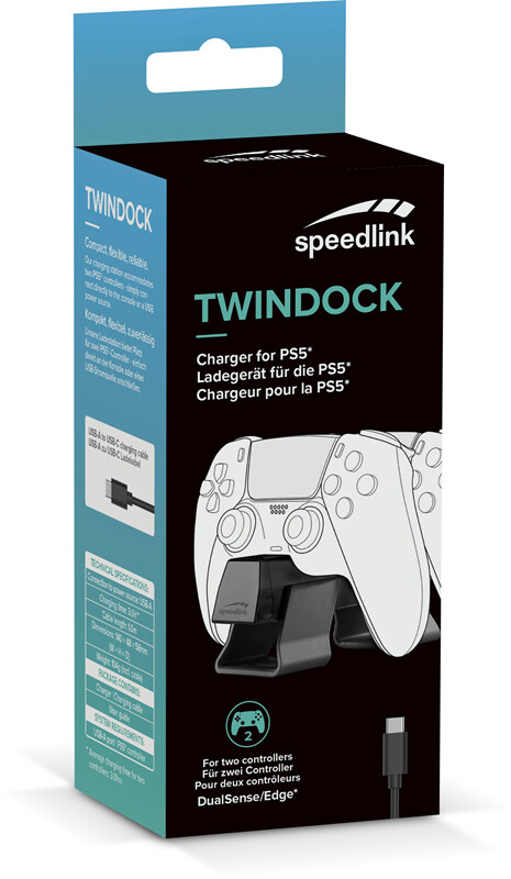 Speedlink TWINDOCK Oplader - Zwart (PS5) Controller Oplader