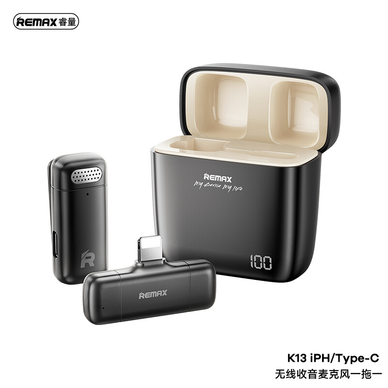 K13 1-to-1 Lightning Wireless Radio Microphone - Black