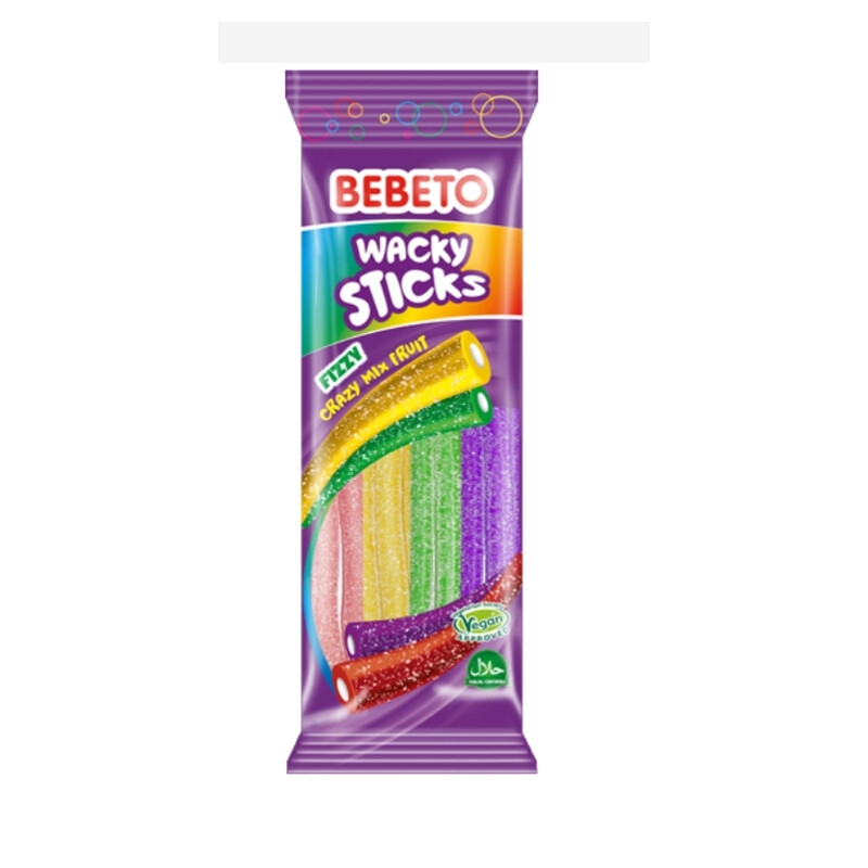 Bebeto Bonbons turcs en bâtonnets farfelus saveur tutti-frutti déjantée 180 g