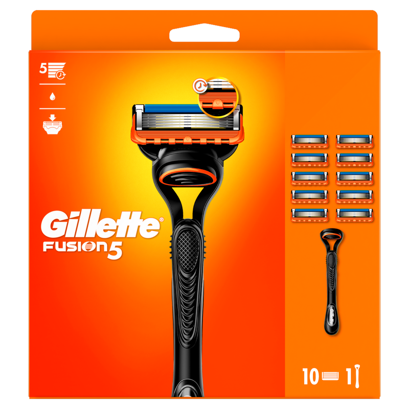 Fusion5 Razor for Men, 1 Gillette Razor, 10 Blade Refills