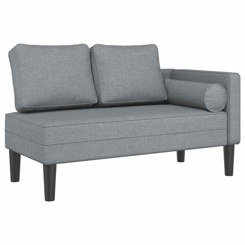 vidaXL Chaise longue avec coussins en tissu gris clair
