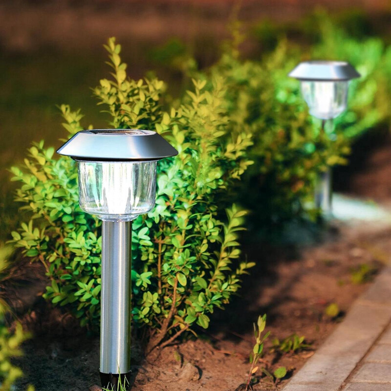 Aigostar led solarlamp met rvs stekers 36,6 cm 0,08 W 6500 K tuinlamp