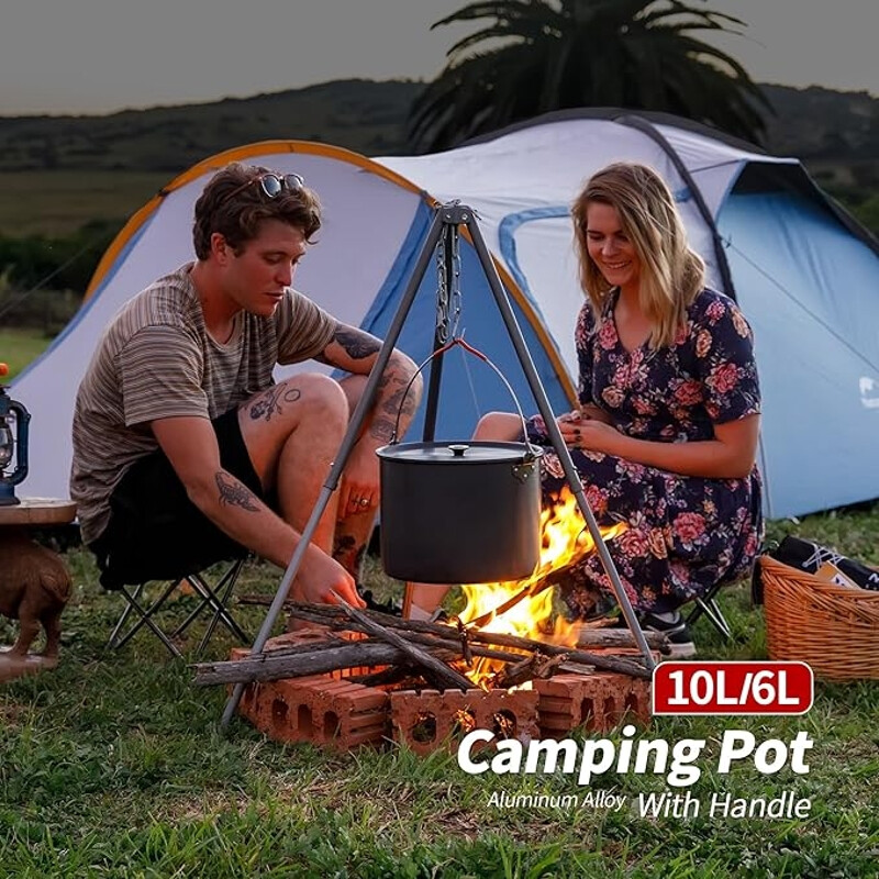 NatureHike 1-6 Person Camping Soup Pot Set with Lid Portable Hangable