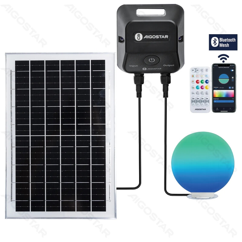 Aigostar Bluetooth mesh, slimme vloerlamp op zonne-energie, 35 W RGBCCT kleurrijke lamp