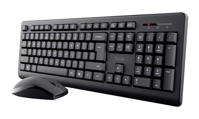 Trust Primo - Draadloos toetsenbord en muisset - Stille toetsen - Morsbestendig - QWERTY US - Zwart