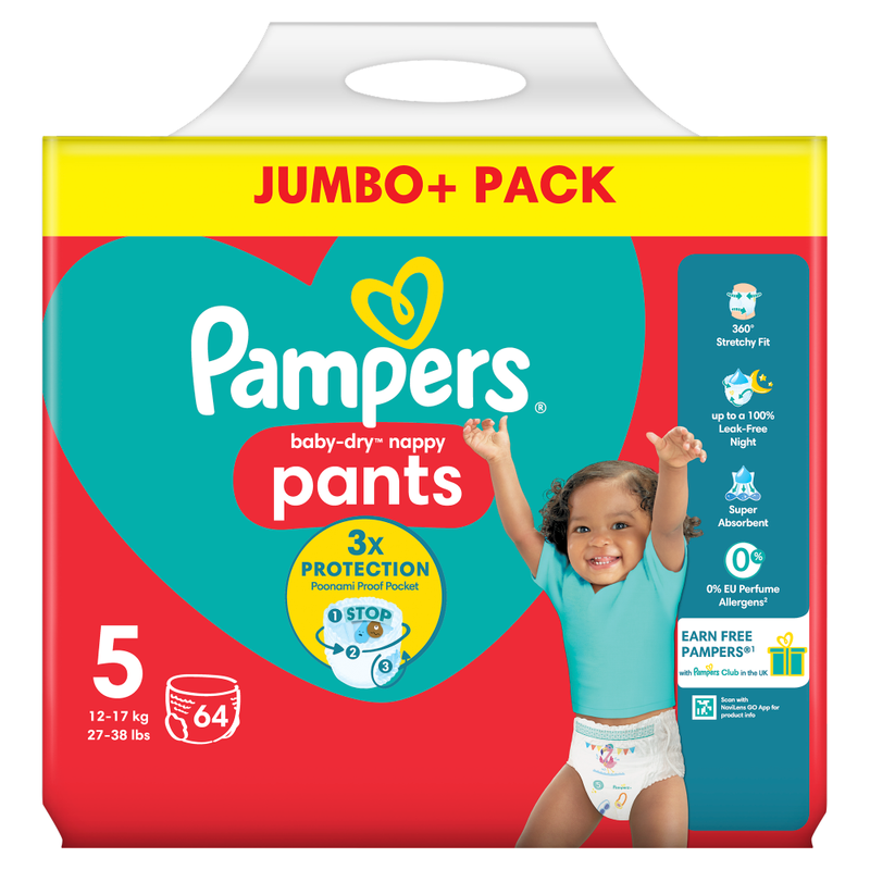 Baby-Dry Nappy Pants Size 5 64 Pack Jumbo+ Pack
