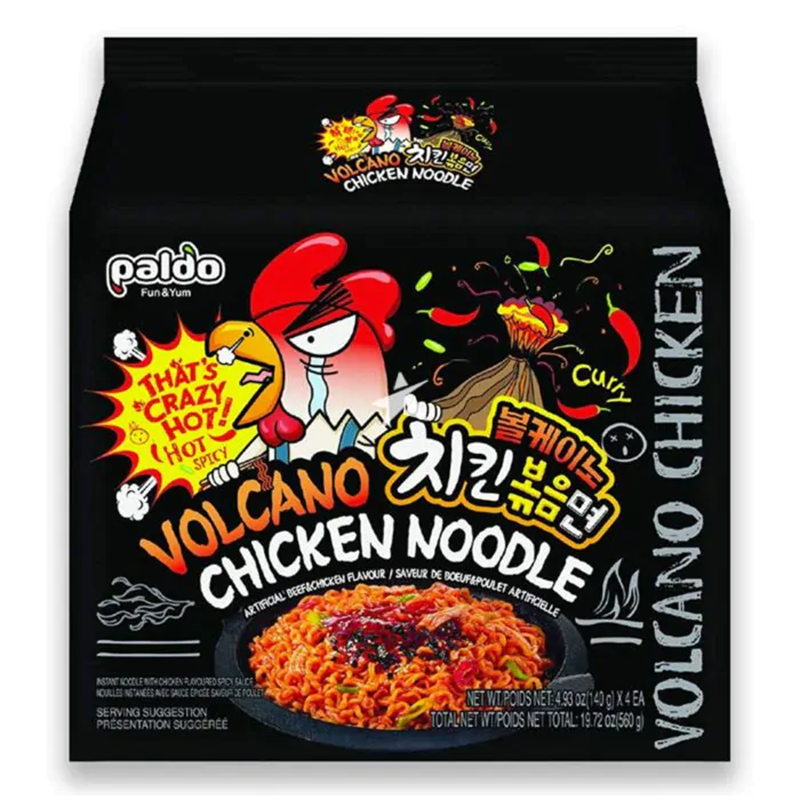 Paldo Volcano Chicken Noodle 140g (4 pack) -八道火山辣鸡拌面 140g (4 verpakkingen)