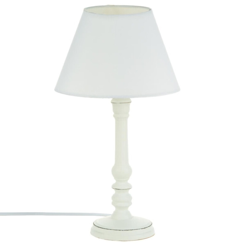 Atmosphera Léo Lampe de chevet en bois blanc - Hauteur 36 cm