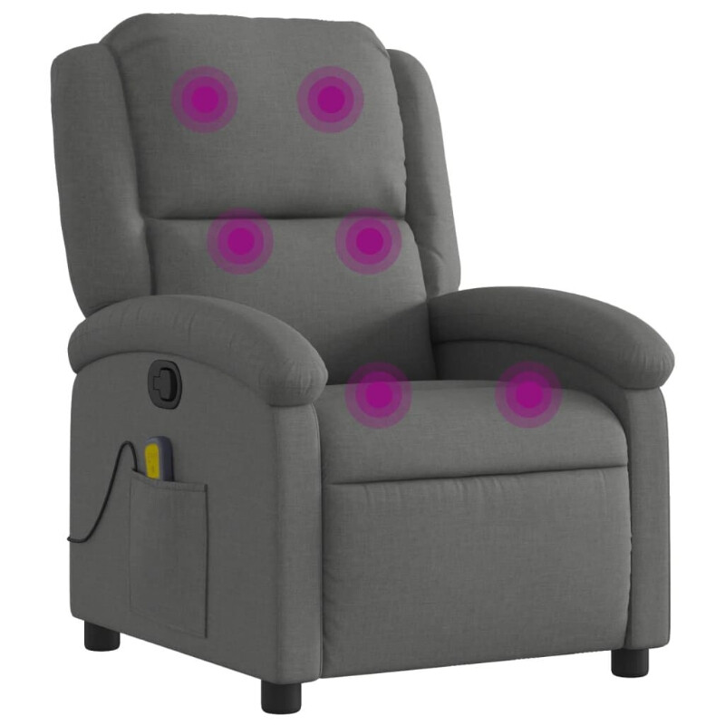 VidaXL Fauteuil de massage réglable en tissu gris foncé