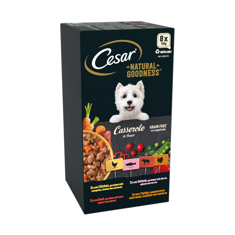 NATURAL GOODNESS Grain Free Adult Dog Food Mix Casserole 8x100g Tray
