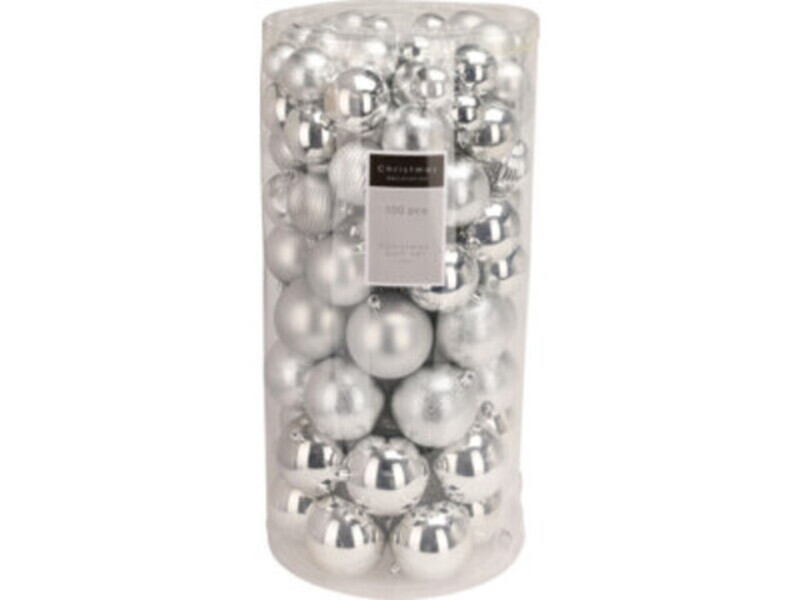 INPROB decoratieballen voor de kerstboom - 100 stuks, zilver