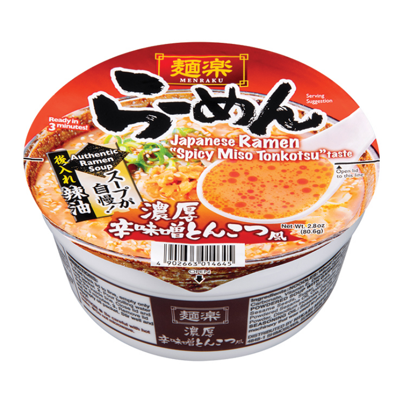 Hikari MENRAKU Cup Ramen Spicy Miso Tonkotsu 80.6g