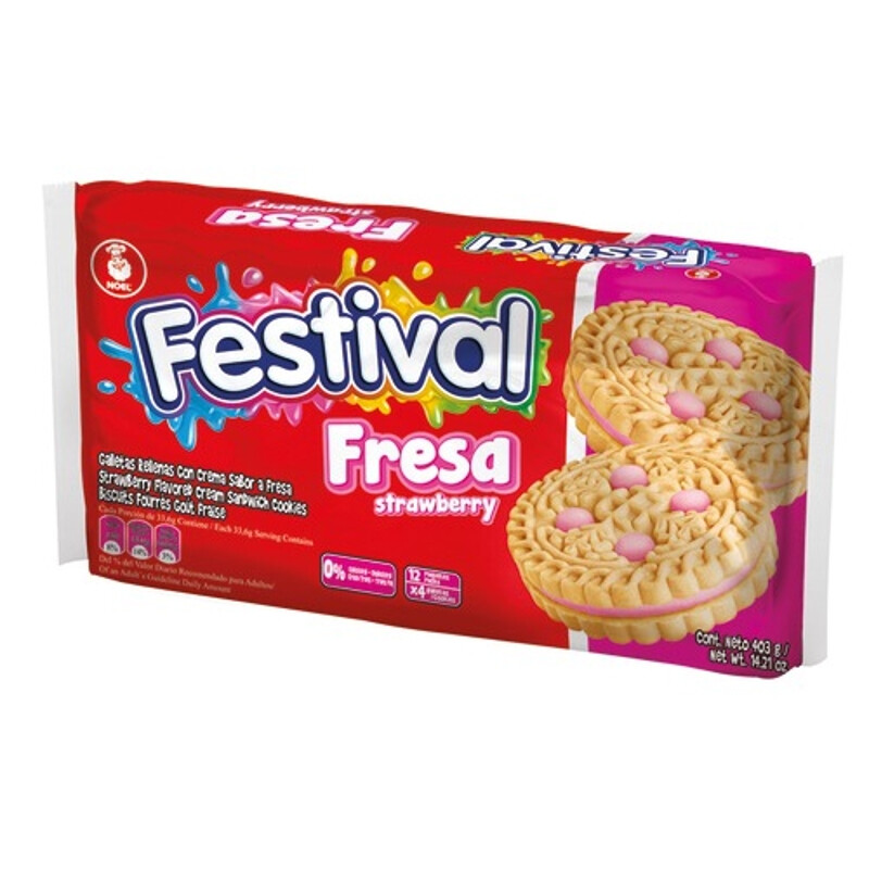 FESTIVAL Koekjes met Aardbeiensmaak 403 g