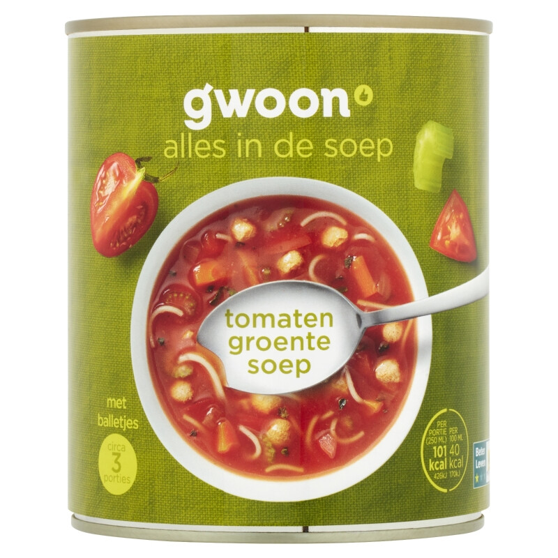 G'woon Tomaat Groentesoep Met Gehaktballen - 800 ml