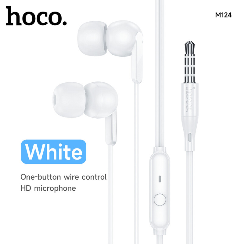 M124 Wired Earphones with Microphone - White