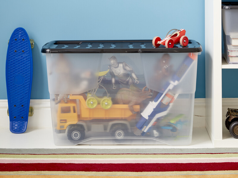 100L Curve Box with Lid- Clear/Black Lid