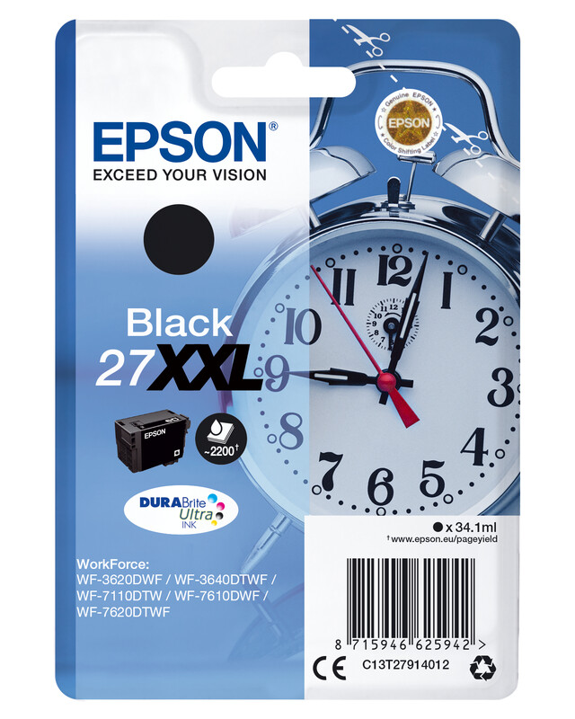 Epson enkelverpakking zwart 27XXL DURABrite Ultra inkt