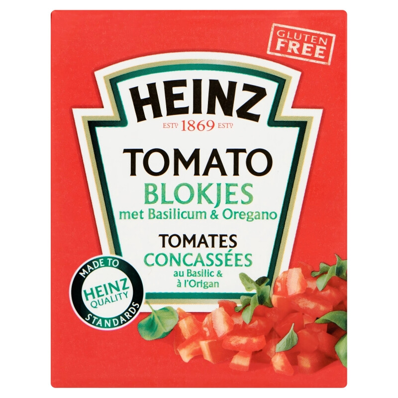 HEINZ tomatenblokjes met basilicum - 390 g