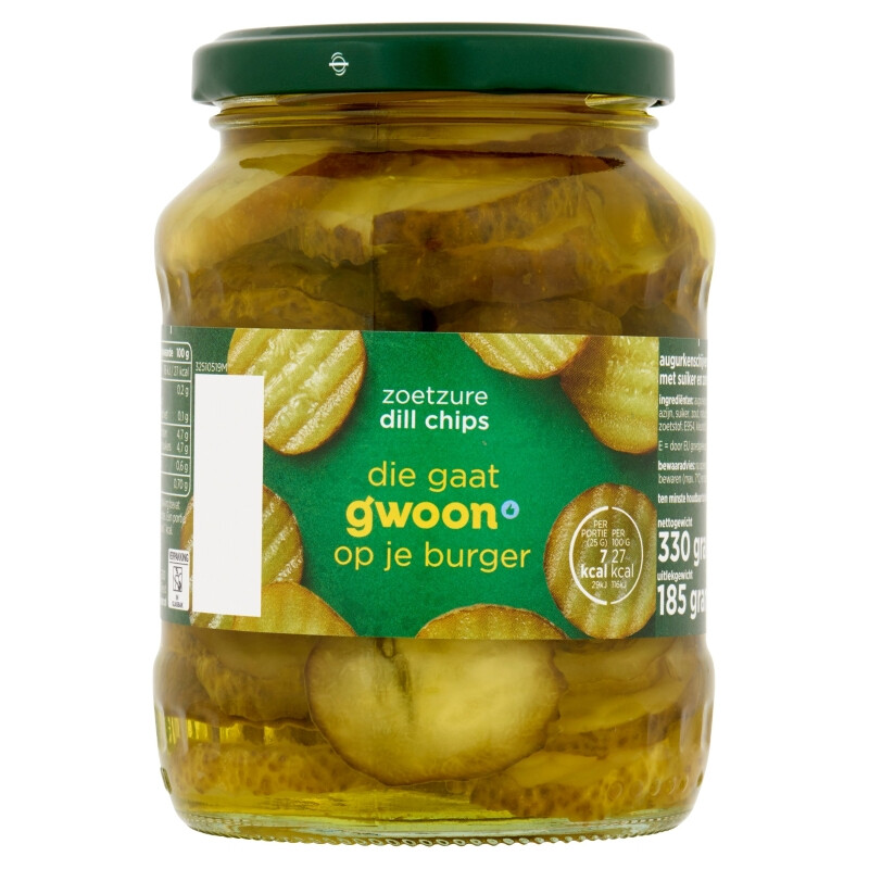 G'woon Zoetzure Augurkschijfjes met Dille - 330 g