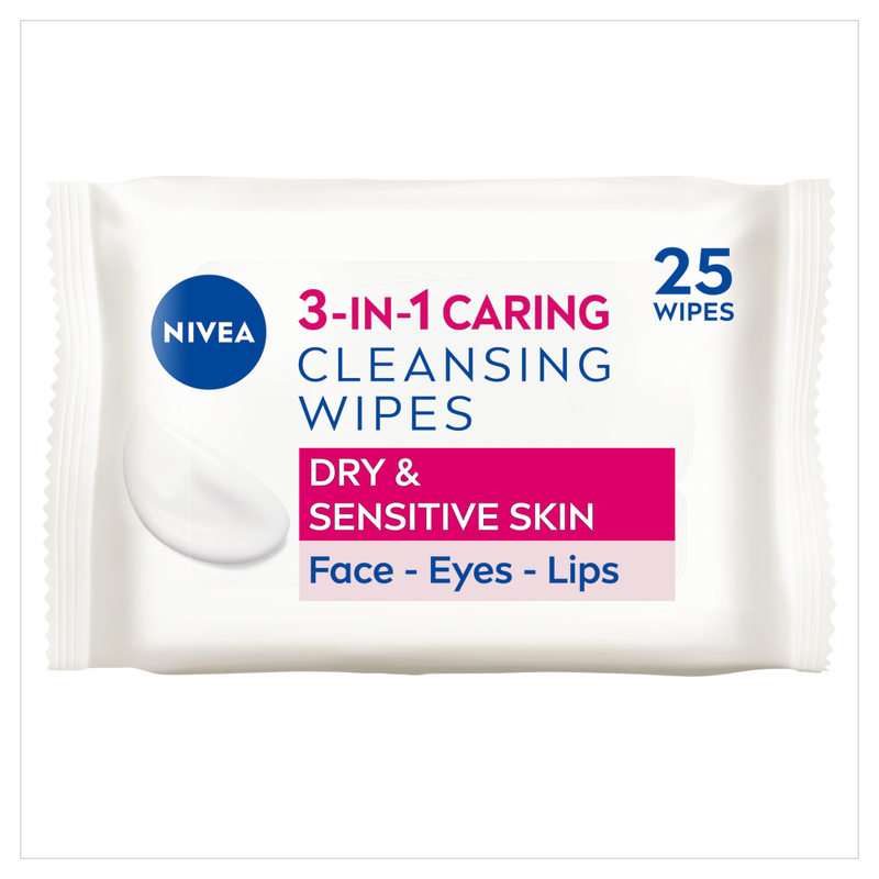 3 In 1 Caring Cleansing Wipes Dry Skin 25 Wipes