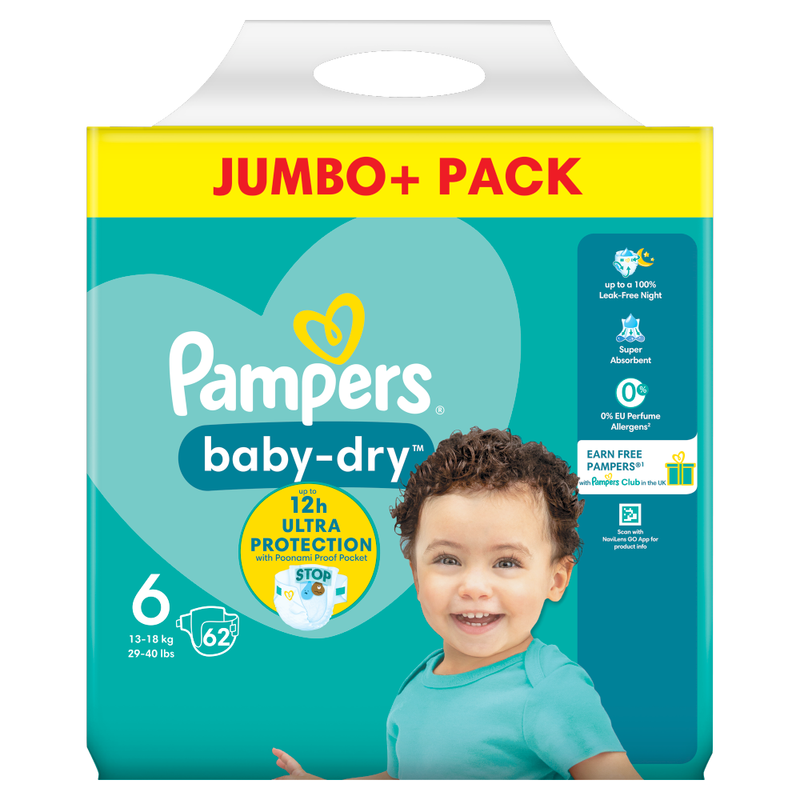 Baby-Dry Nappies Size 6 62 Pack Jumbo+ Pack