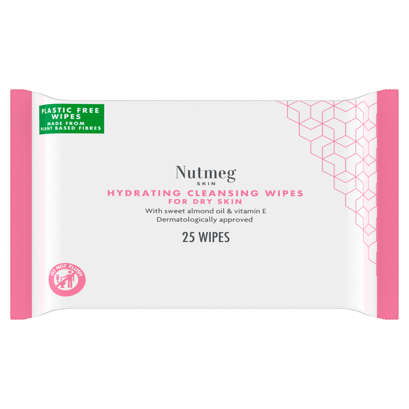 Nutmeg Skin Hydrating Cleansing Wipes for Dry Skin 25 Wipes